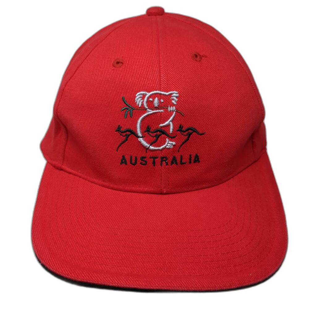 Creative Products Australia Koala Kangaroo Embroidered Red Baseball Cap Hat OSFM